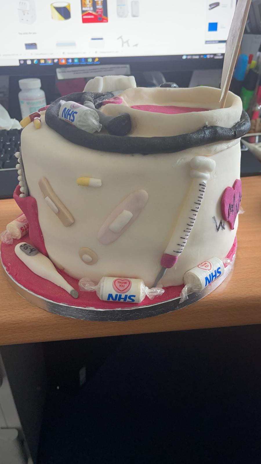 A beautiful cake handmade by one of our patients to say thank you