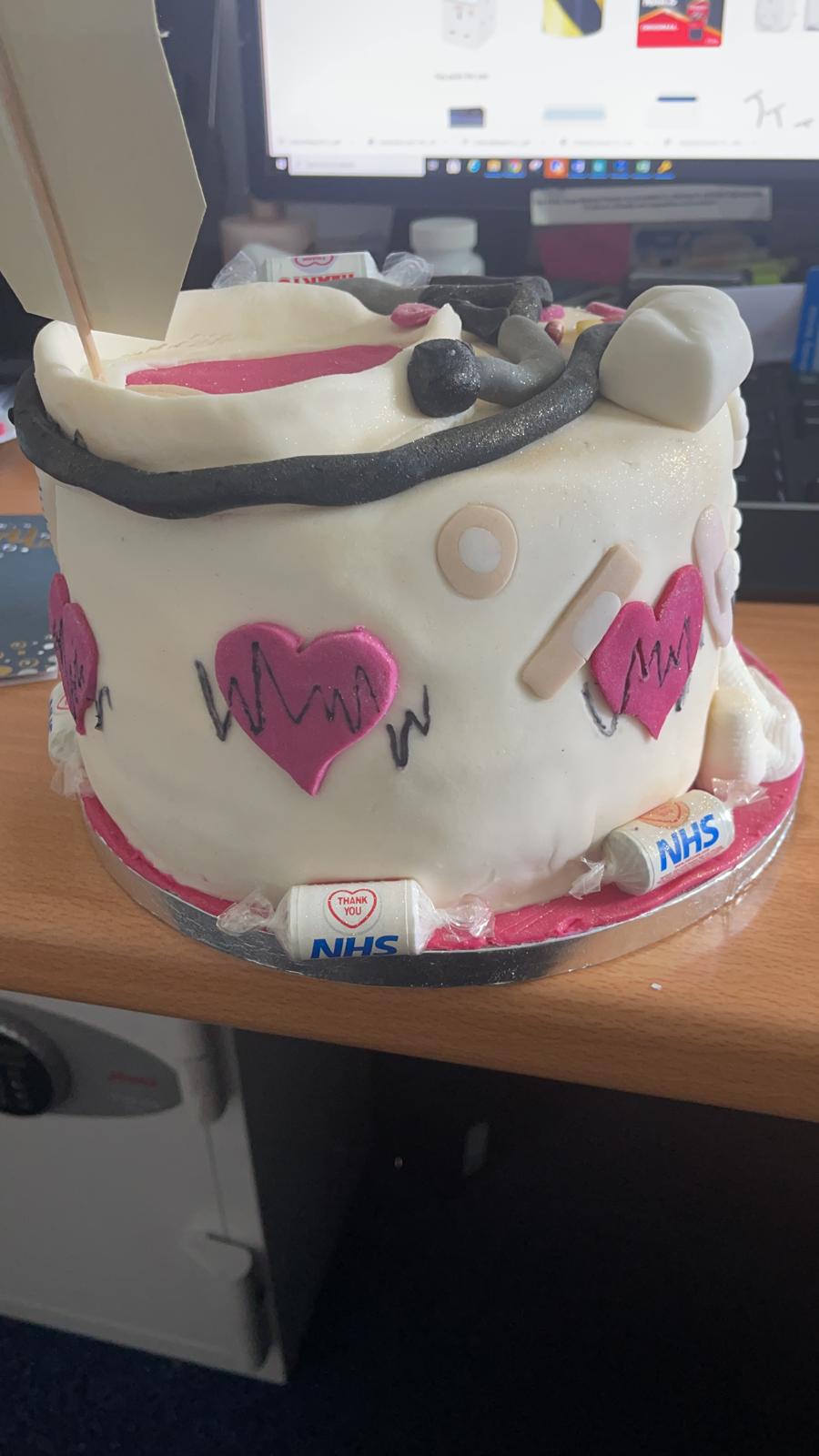 A beautiful cake handmade by one of our patients to say thank you